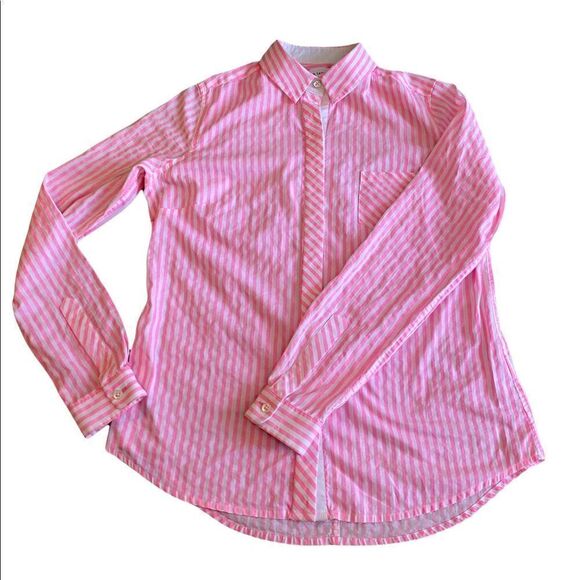 ⭐️⭐️HOST PICK⭐️⭐️ EUC Pink Tartan pink and white striped shirt - Picture 10 of 10